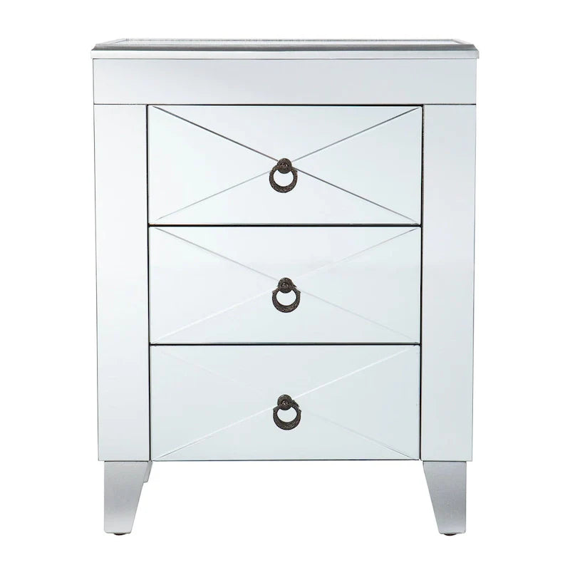 SEI Furniture Churchill Mid-Century Modern Mirrored Side Table with Storage Compartment 7