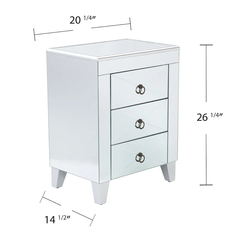 SEI Furniture Churchill Mid-Century Modern Mirrored Side Table with Storage Compartment 10