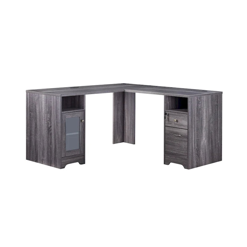 Furniture of America Barlon 59-Inch L-Shaped Computer Desk with USB Ports 4