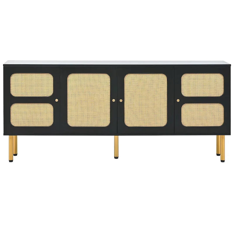 Bohemian Country Wood and Rattan TV Stand Media Console Storage Cabinet - Dimensions: 16.9" x 64.9" x 28.3" 8
