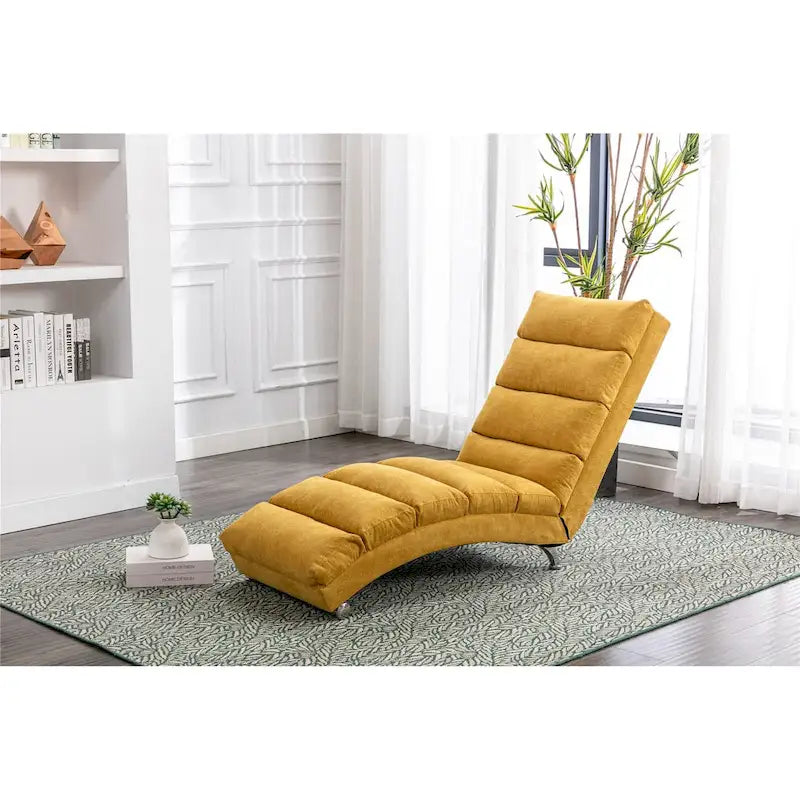 Linen Indoor Chaise Lounge Chair - Dimensions: 58.27" x 21.65" x 34.25" 1