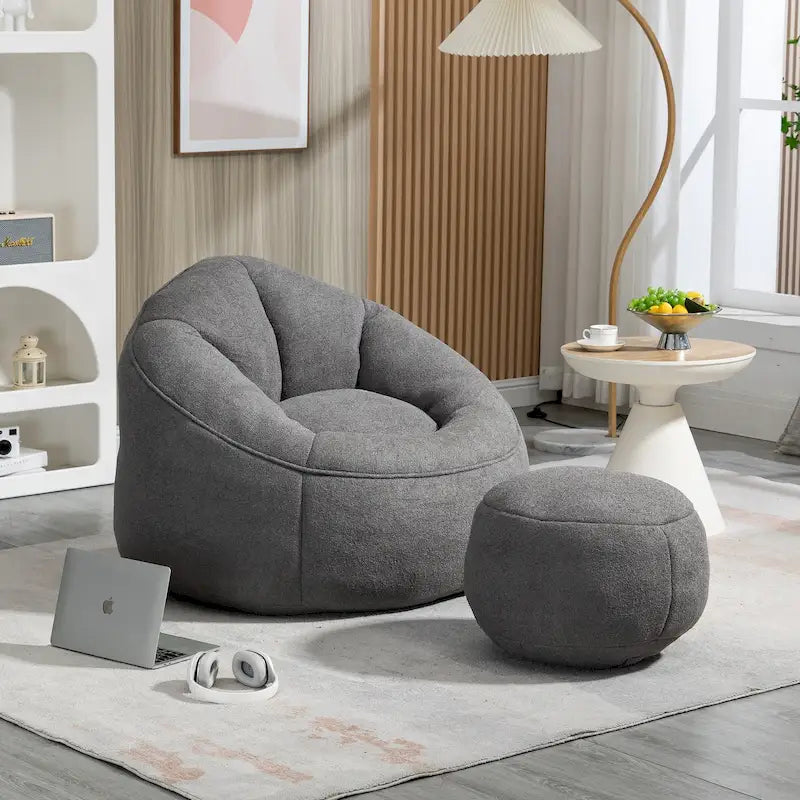 Bean Bag Lounge Chair with Matching Footrest 17