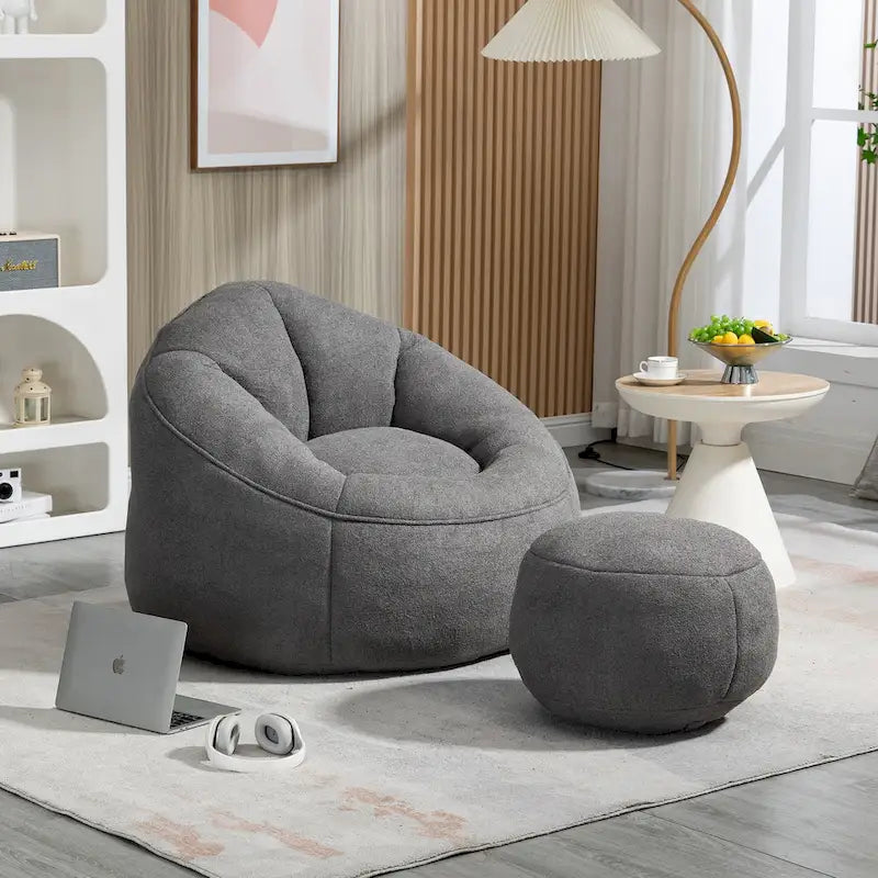 Bean Bag Lounge Chair with Matching Footrest 6
