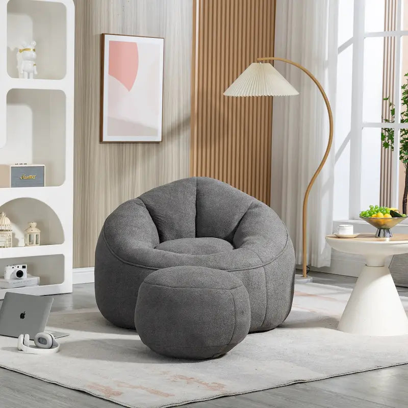 Bean Bag Lounge Chair with Matching Footrest 7