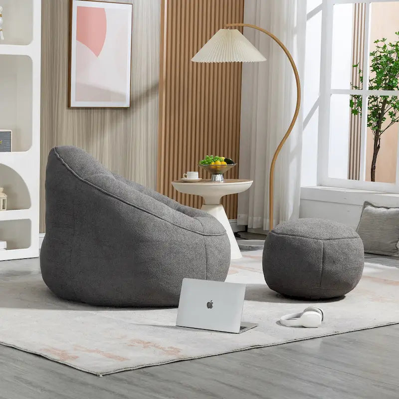 Bean Bag Lounge Chair with Matching Footrest 8