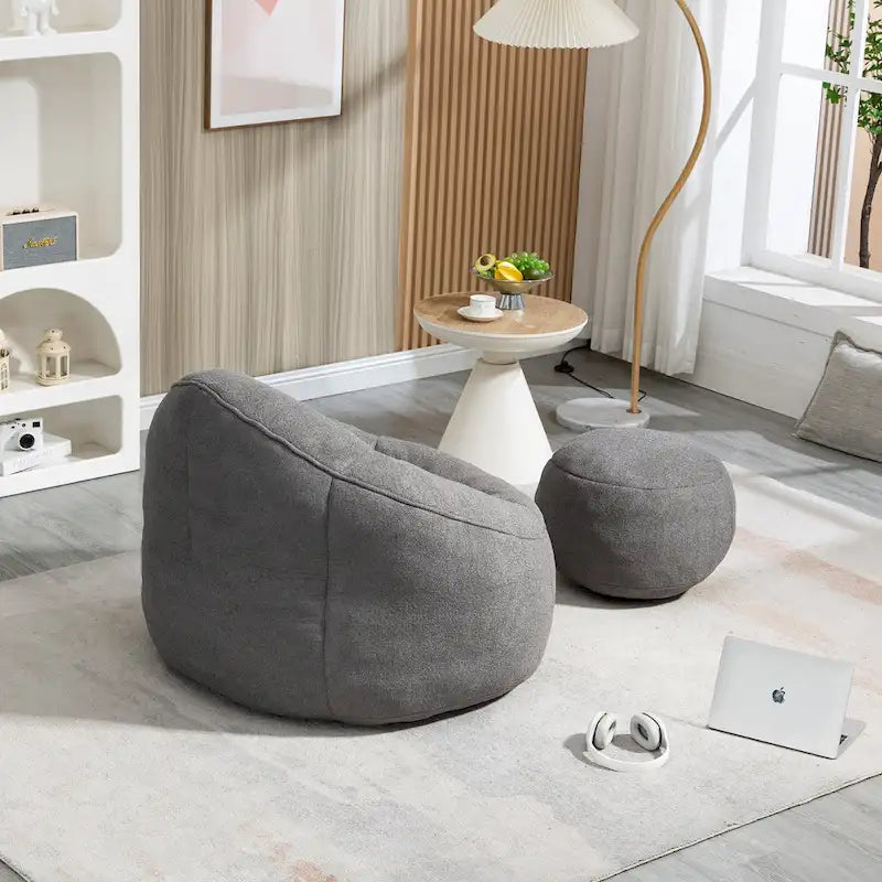 Bean Bag Lounge Chair with Matching Footrest 9