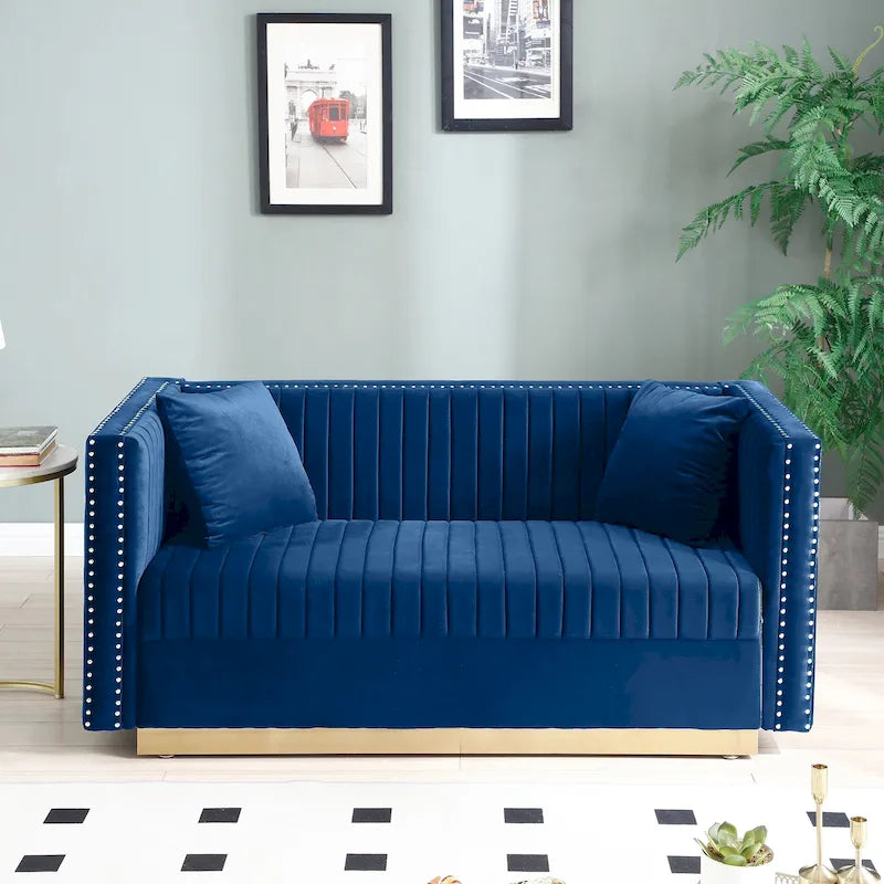 Modern Velvet Loveseat with Vertical Channel Tufting - 61.4 x 28 x 28 inches 7