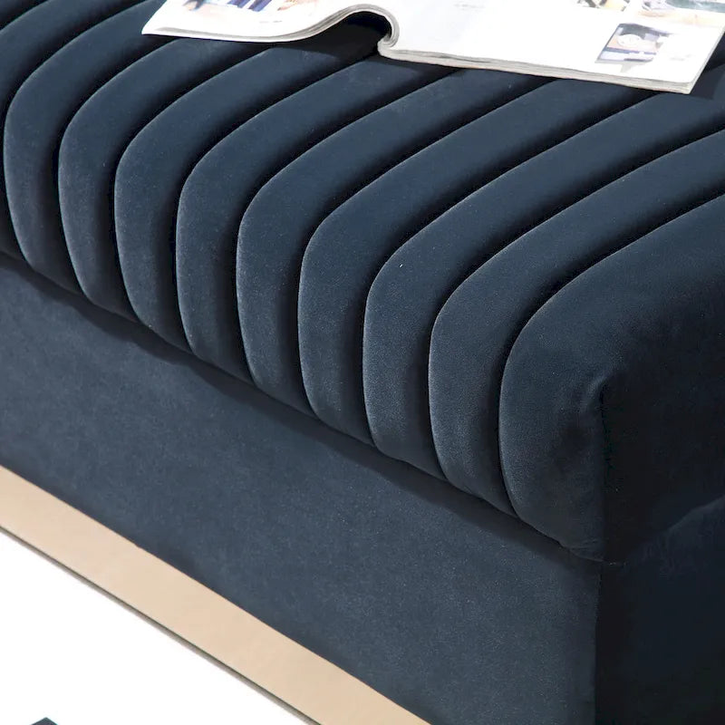Modern Velvet Loveseat with Vertical Channel Tufting - 61.4 x 28 x 28 inches 5
