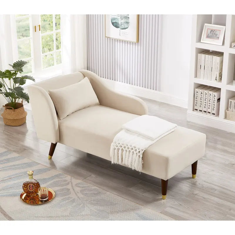 Contemporary Velvet Upholstered Chaise Lounge Chair - Dimensions: 29.5" x 55.9" x 28.7" 2