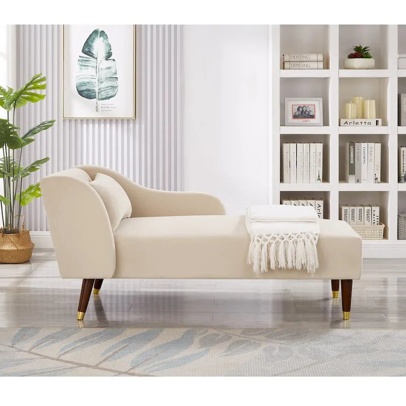 Contemporary Velvet Upholstered Chaise Lounge Chair - Dimensions: 29.5" x 55.9" x 28.7" 3