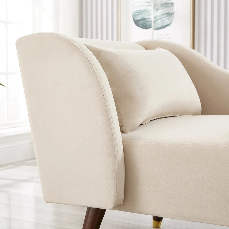 Contemporary Velvet Upholstered Chaise Lounge Chair - Dimensions: 29.5" x 55.9" x 28.7" 4