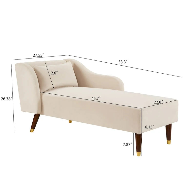 Contemporary Velvet Upholstered Chaise Lounge Chair - Dimensions: 29.5" x 55.9" x 28.7" 9