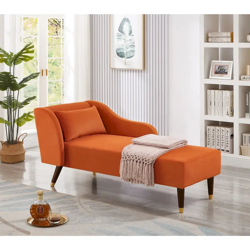 Contemporary Velvet Upholstered Chaise Lounge Chair - Dimensions: 29.5" x 55.9" x 28.7" 10