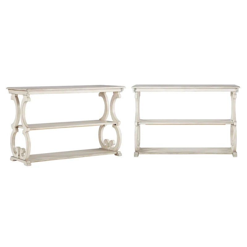 Scroll Design Sofa Table with 2-Tier Shelves 2