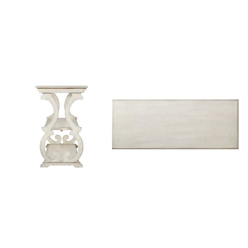 Scroll Design Sofa Table with 2-Tier Shelves 3