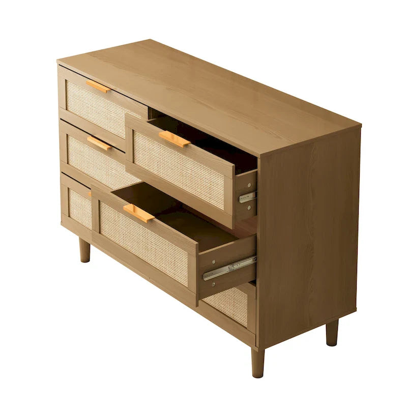 6-Drawer Rattan Wood Dresser 2