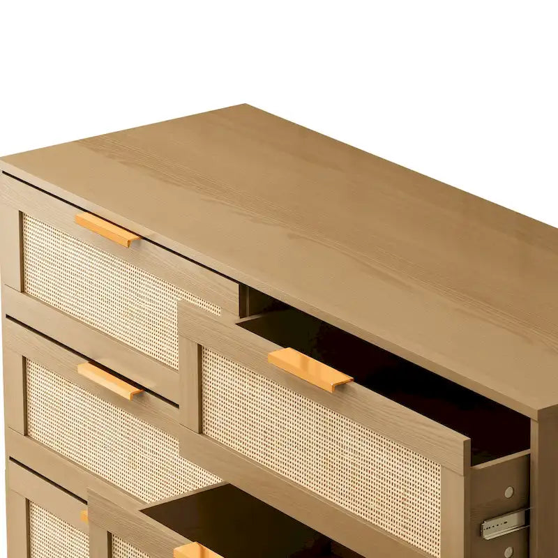 6-Drawer Rattan Wood Dresser 3