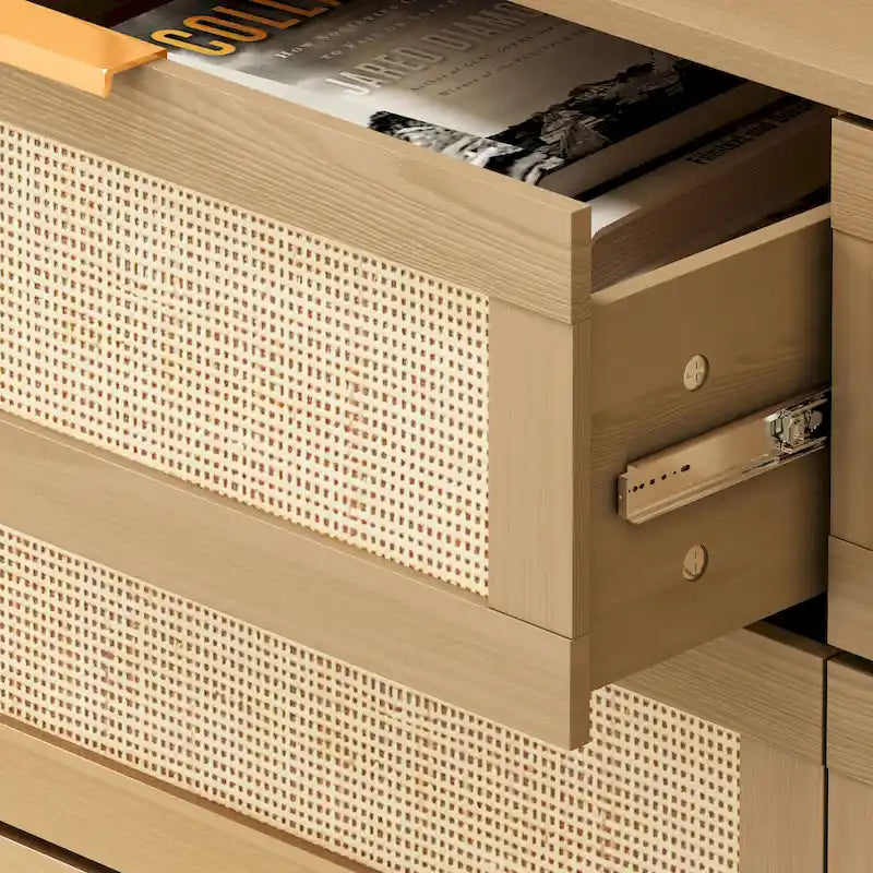 6-Drawer Rattan Wood Dresser 4