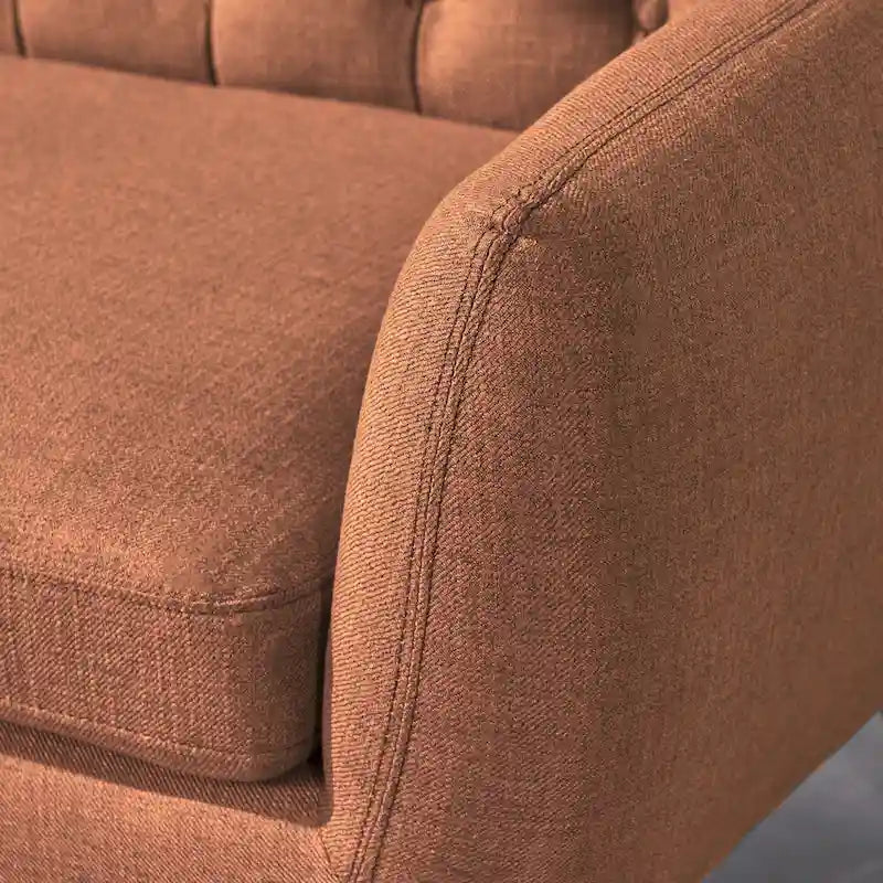 Mid Century Tufted Sofa with Cushioned Seat and Wooden Legs 5