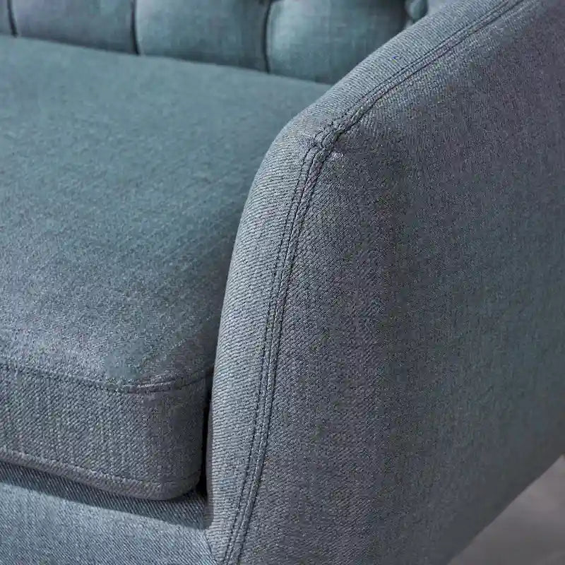 Mid Century Tufted Sofa with Cushioned Seat and Wooden Legs 18