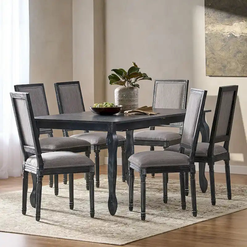 7-Piece French Country Dining Set with Butterfly Leaf Extension 35