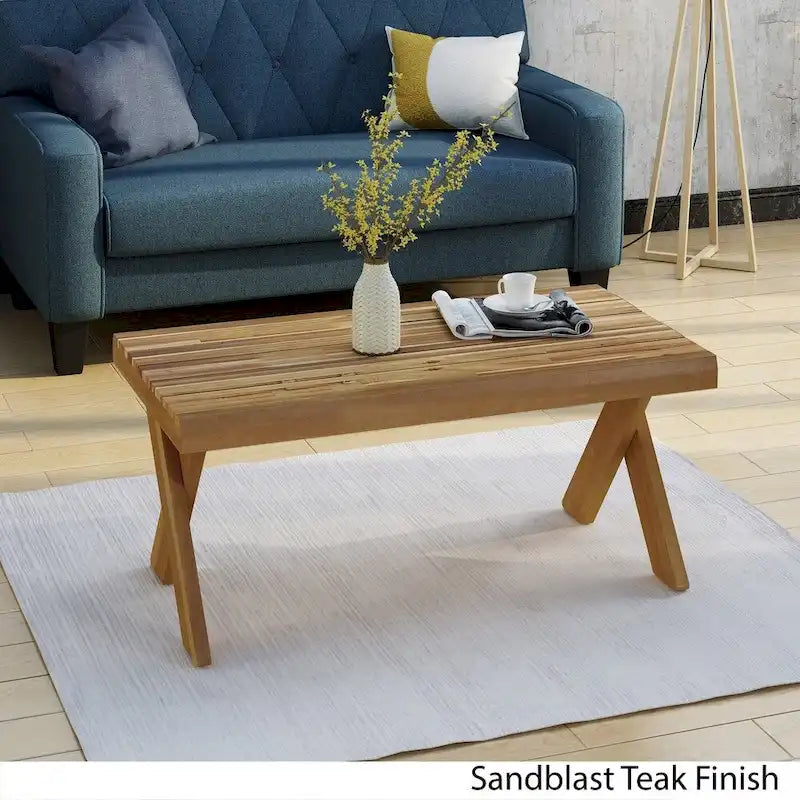 Christopher Knight Home Esmeralda Acacia Wood Farmhouse Coffee Table 2