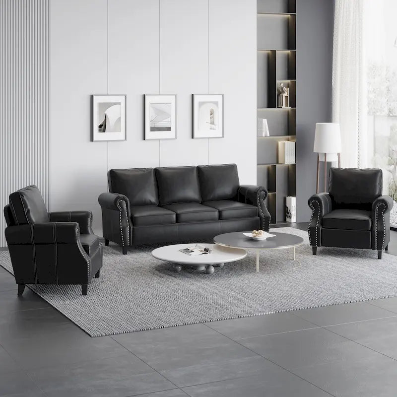 Christopher Knight Home Dowd Faux Leather 3-Piece Club Chair and Sofa Set 36