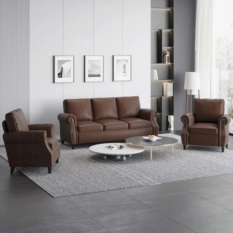 Christopher Knight Home Dowd Faux Leather 3-Piece Club Chair and Sofa Set 1