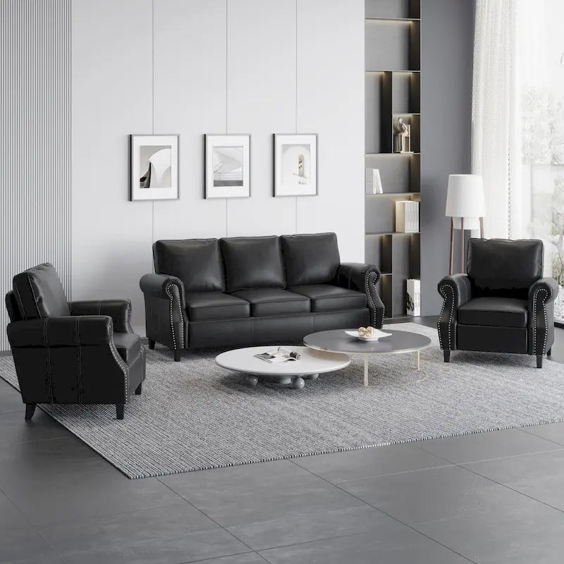 Christopher Knight Home Dowd Faux Leather 3-Piece Club Chair and Sofa Set 2