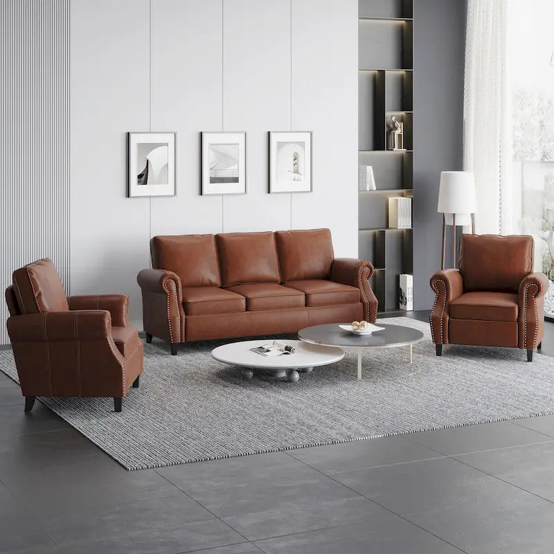 Christopher Knight Home Dowd Faux Leather 3-Piece Club Chair and Sofa Set 3