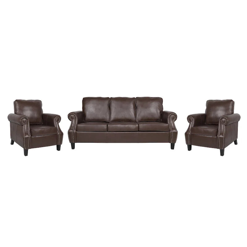 Christopher Knight Home Dowd Faux Leather 3-Piece Club Chair and Sofa Set 5