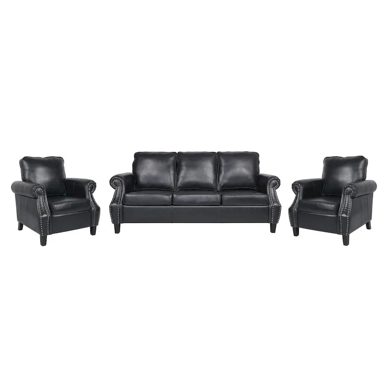 Christopher Knight Home Dowd Faux Leather 3-Piece Club Chair and Sofa Set 6