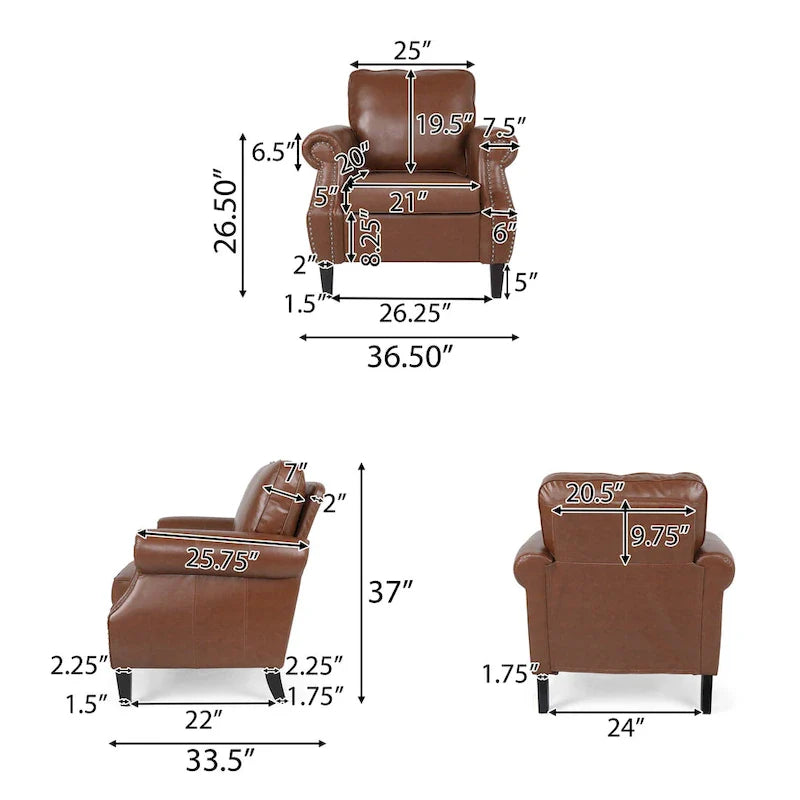 Christopher Knight Home Dowd Faux Leather 3-Piece Club Chair and Sofa Set 9