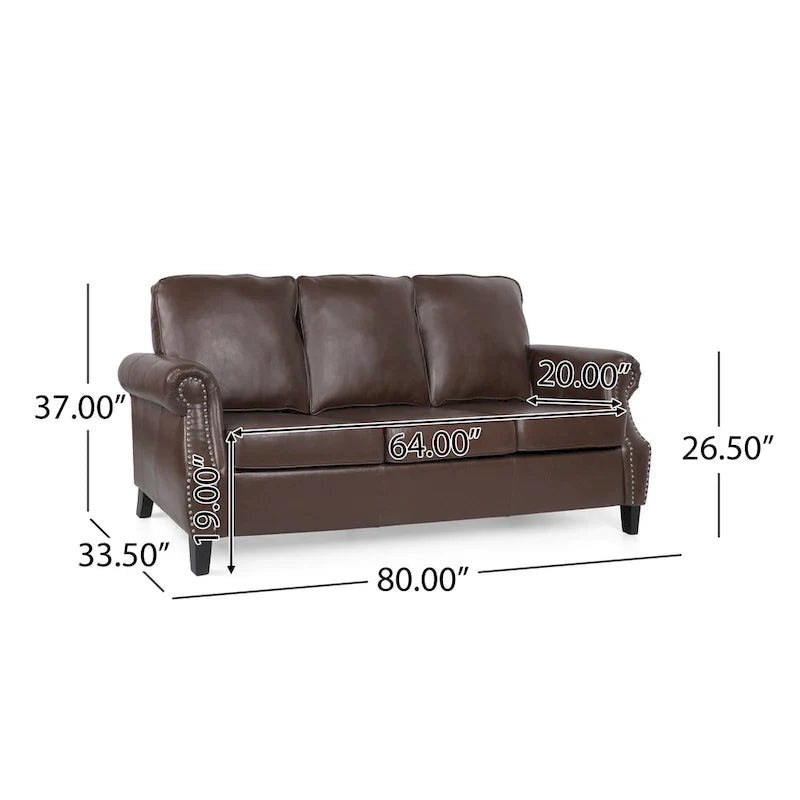 Christopher Knight Home Dowd Faux Leather 3-Piece Club Chair and Sofa Set 18
