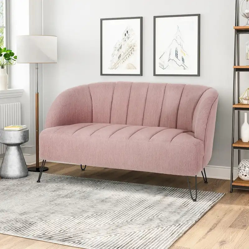 Christopher Knight Home Lupine Contemporary Fabric Loveseat with Hairpin Legs 1