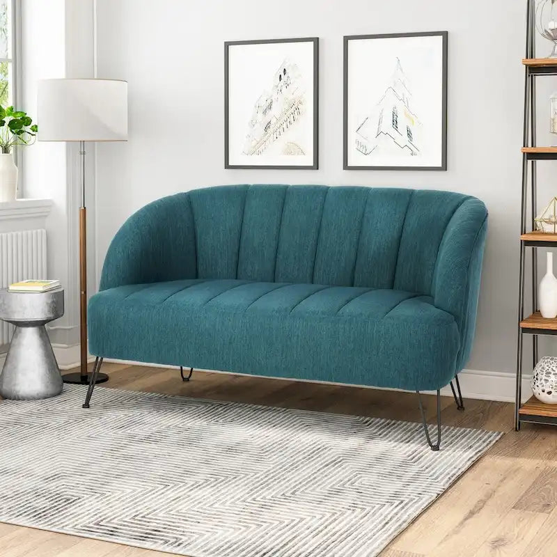 Christopher Knight Home Lupine Contemporary Fabric Loveseat with Hairpin Legs 6