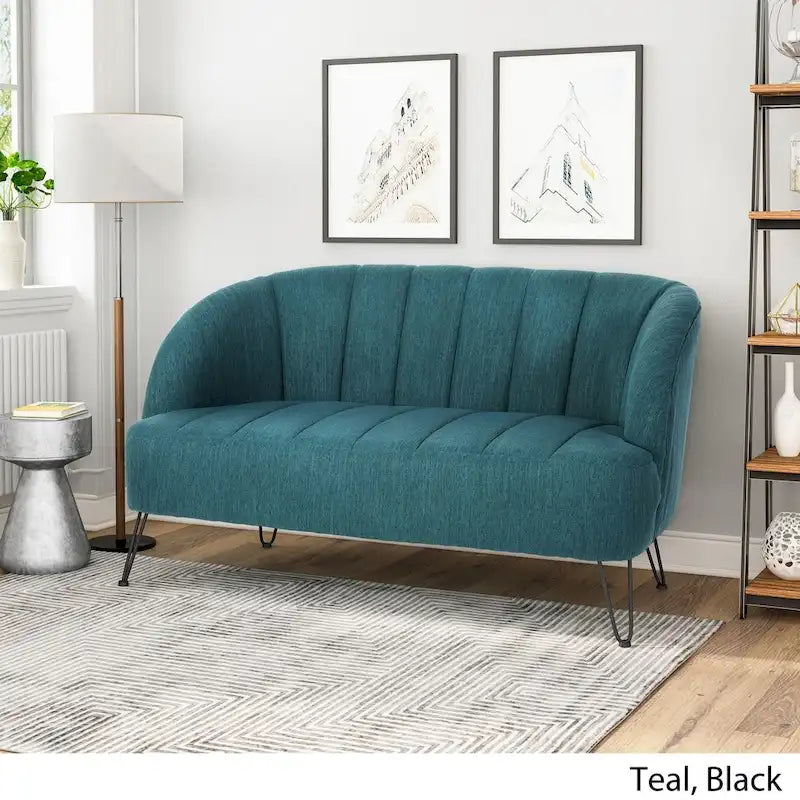 Christopher Knight Home Lupine Contemporary Fabric Loveseat with Hairpin Legs 7