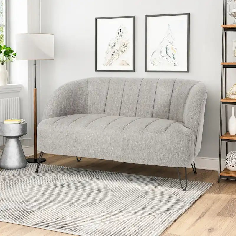 Christopher Knight Home Lupine Contemporary Fabric Loveseat with Hairpin Legs 11