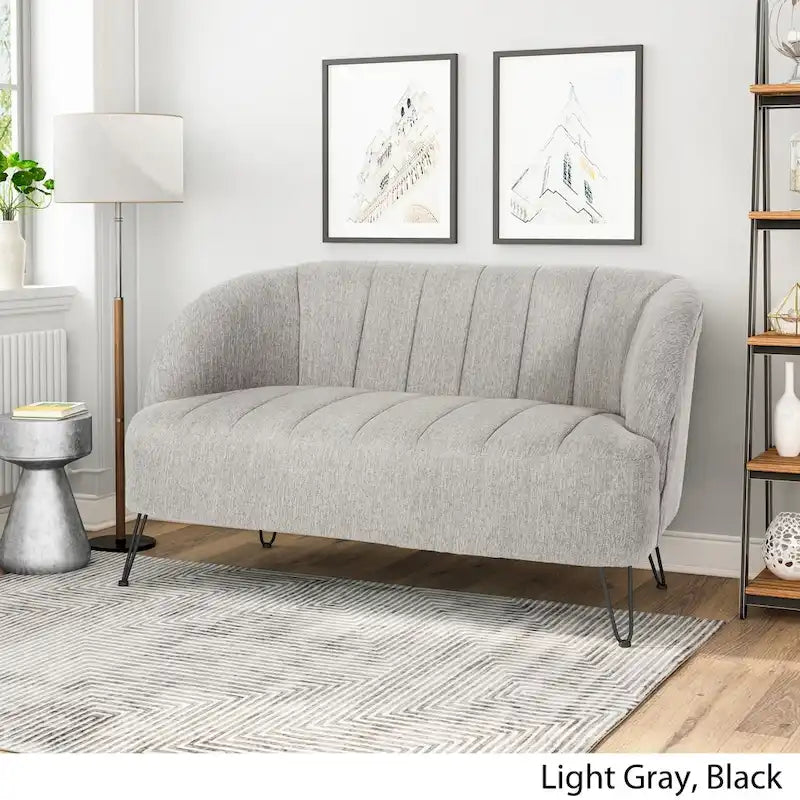 Christopher Knight Home Lupine Contemporary Fabric Loveseat with Hairpin Legs 12