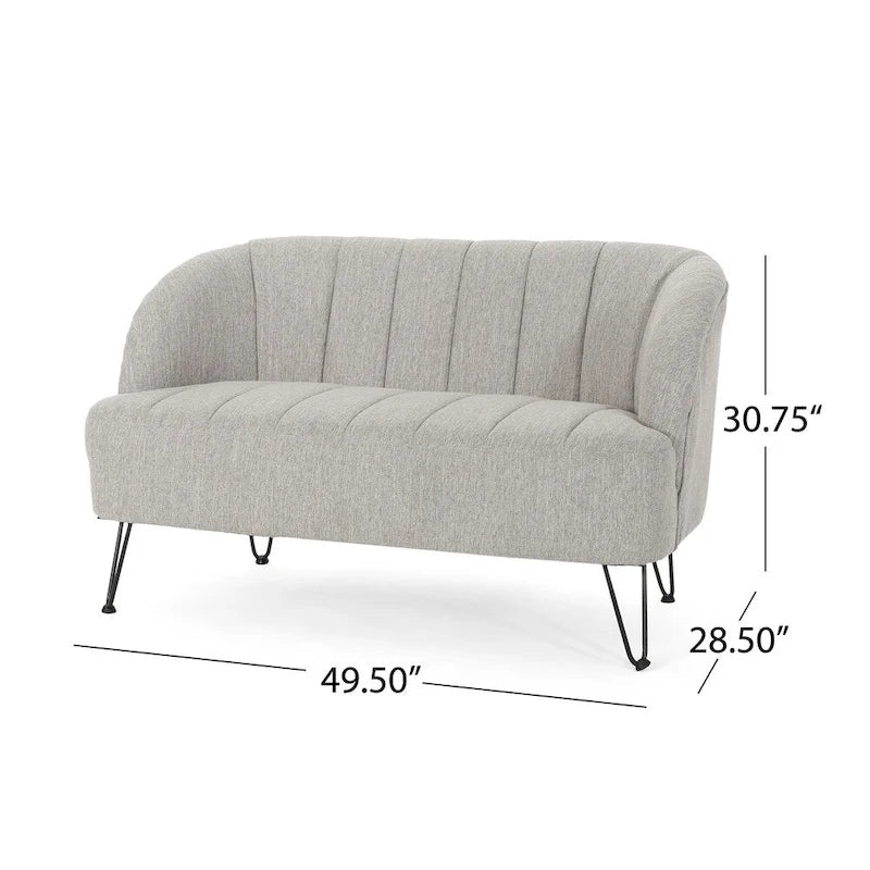 Christopher Knight Home Lupine Contemporary Fabric Loveseat with Hairpin Legs 13