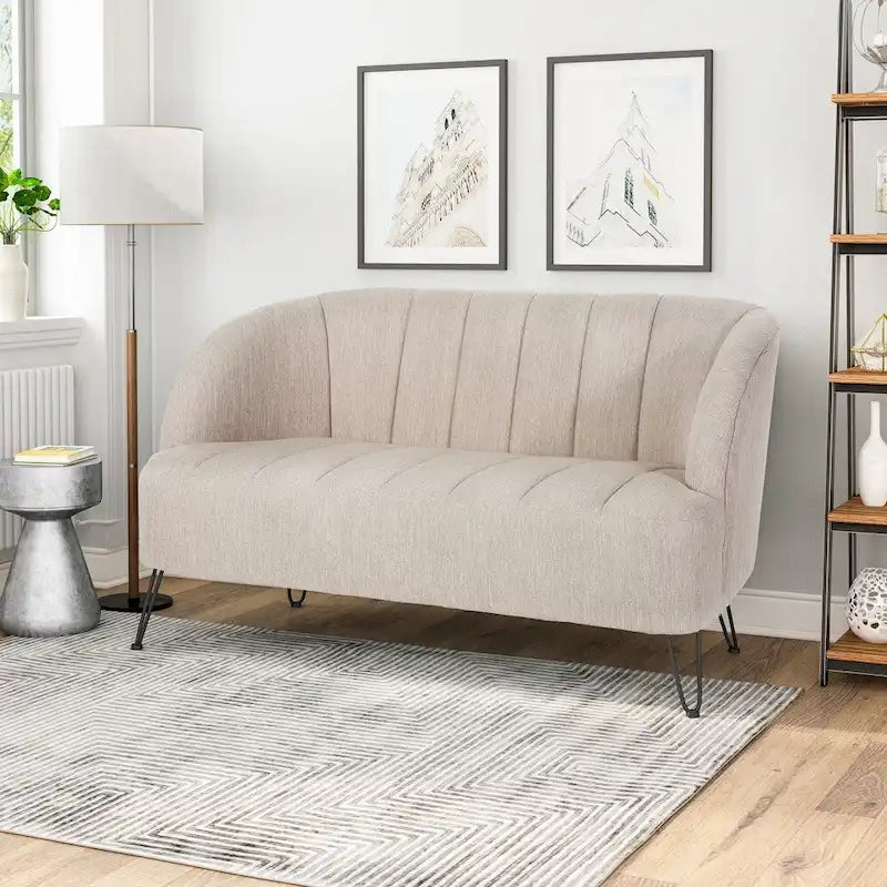 Christopher Knight Home Lupine Contemporary Fabric Loveseat with Hairpin Legs 16