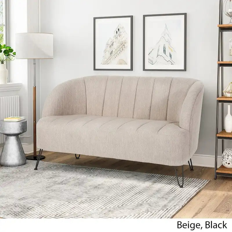 Christopher Knight Home Lupine Contemporary Fabric Loveseat with Hairpin Legs 17
