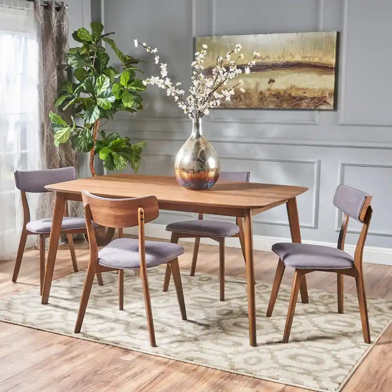Christopher Knight Home Alma Mid-Century 5-Piece Wooden Rectangular Dining Set 36