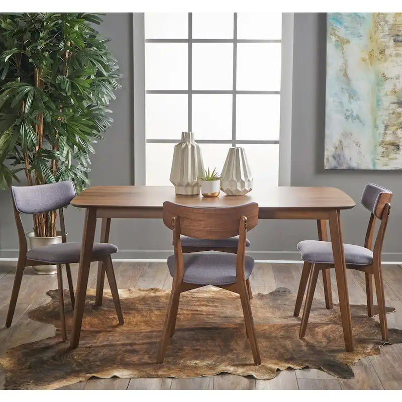 Christopher Knight Home Alma Mid-Century 5-Piece Wooden Rectangular Dining Set 2
