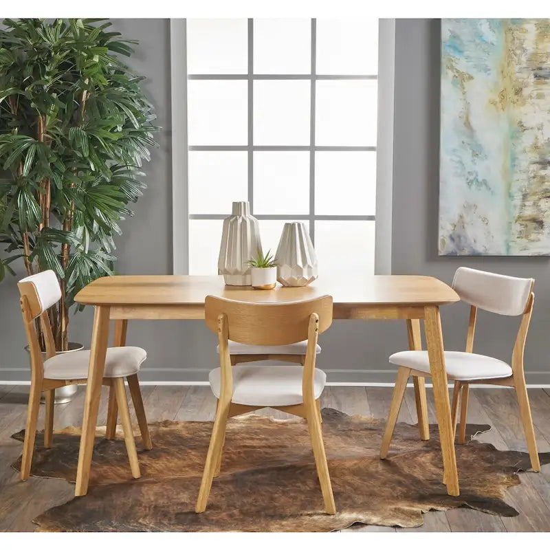 Christopher Knight Home Alma Mid-Century 5-Piece Wooden Rectangular Dining Set 3