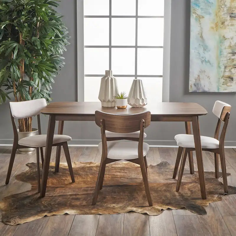 Christopher Knight Home Alma Mid-Century 5-Piece Wooden Rectangular Dining Set 4