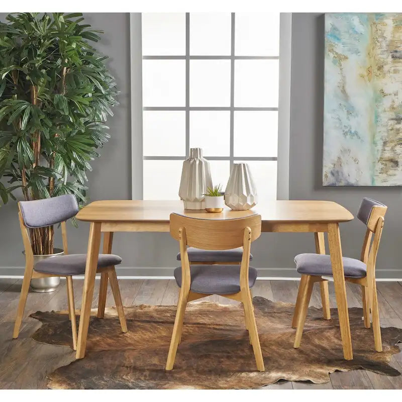 Christopher Knight Home Alma Mid-Century 5-Piece Wooden Rectangular Dining Set 5