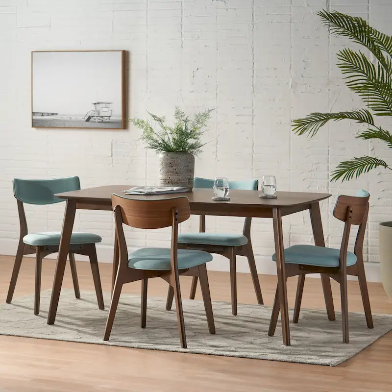 Christopher Knight Home Alma Mid-Century 5-Piece Wooden Rectangular Dining Set 6
