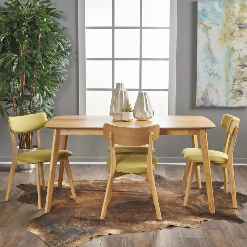 Christopher Knight Home Alma Mid-Century 5-Piece Wooden Rectangular Dining Set 14