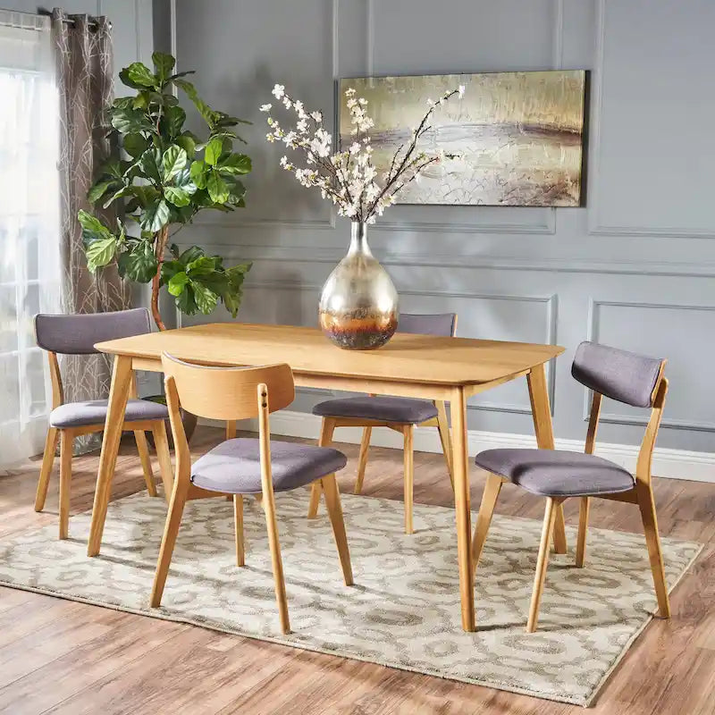 Christopher Knight Home Alma Mid-Century 5-Piece Wooden Rectangular Dining Set 15